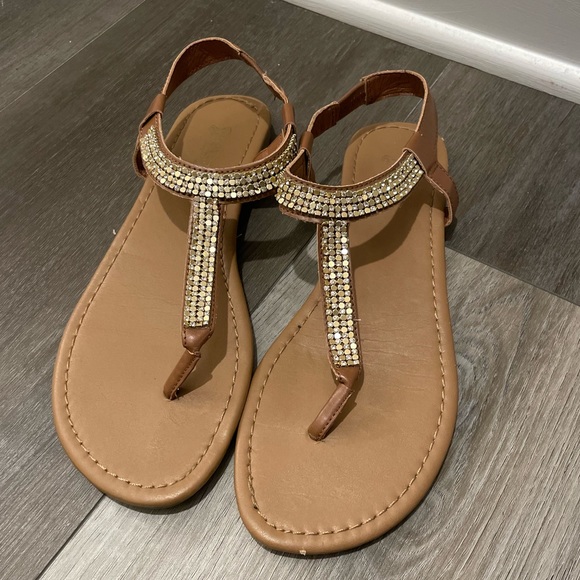 Brown Sequenced Sandals - Picture 1 of 3